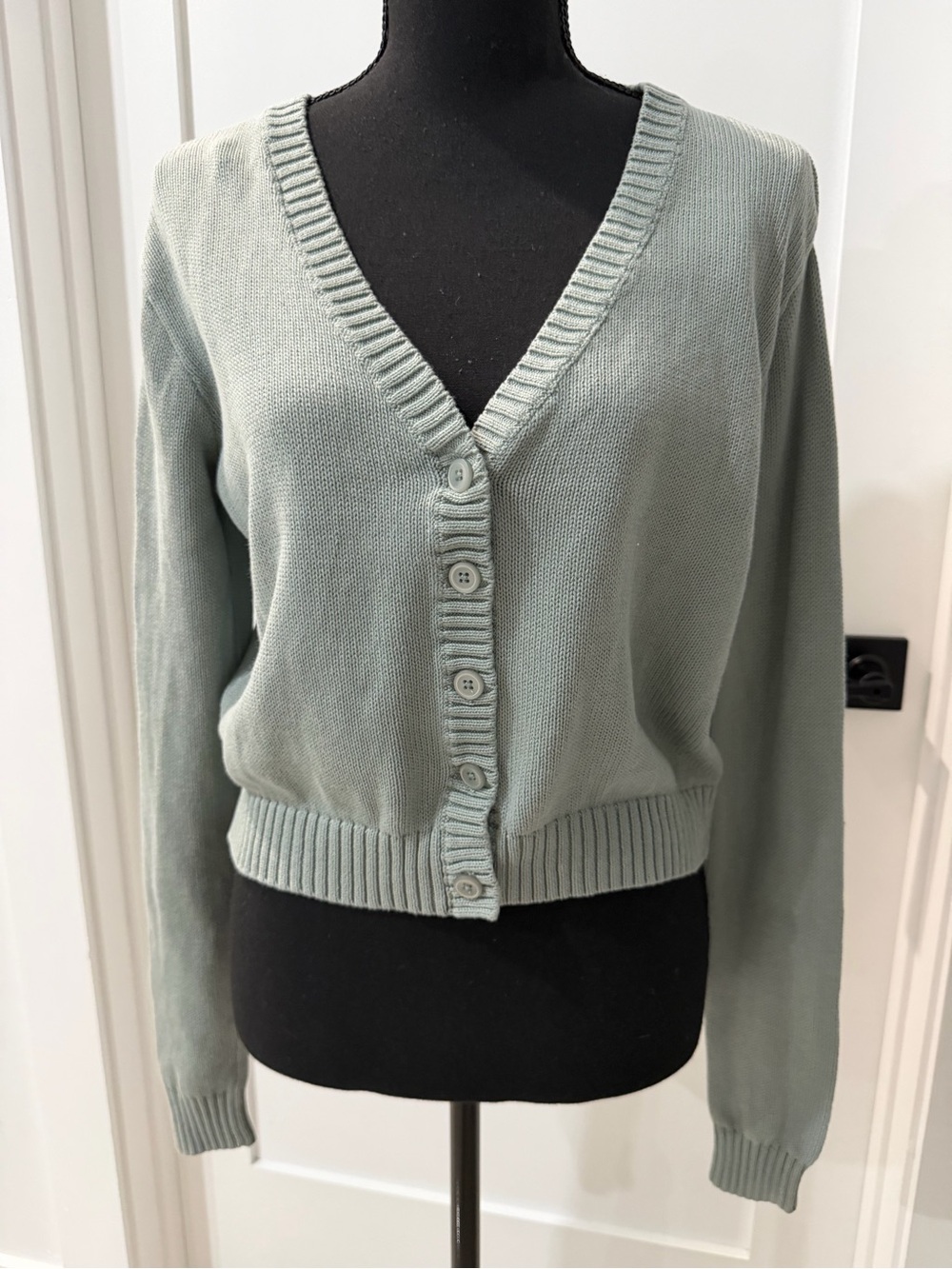 John Galt Brandy Melville Blue V-Neck Button Cardigan Sweater